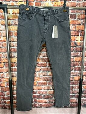🔥 NEW w/ tags French Connection Men's Slim Black Jeans 36 x 32 54VNN button fly